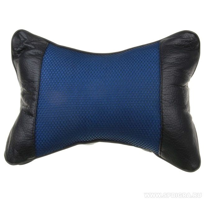 Подушка на подголовник кресла синяя строчка