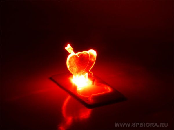 Светильник в бумажник "Влюбленные сердца"