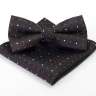 Набор мужской: галстук-бабочка + платок, чёрный - Набор мужской: галстук-бабочка + платок, чёрный