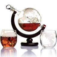 Декантер - графин для виски Глобус со стеклянным кораблём внутри и двумя бокалами, стекло, 800 мл, Globe - Декантер - графин для виски Глобус со стеклянным кораблём внутри и двумя бокалами, стекло, 800 мл, Globe